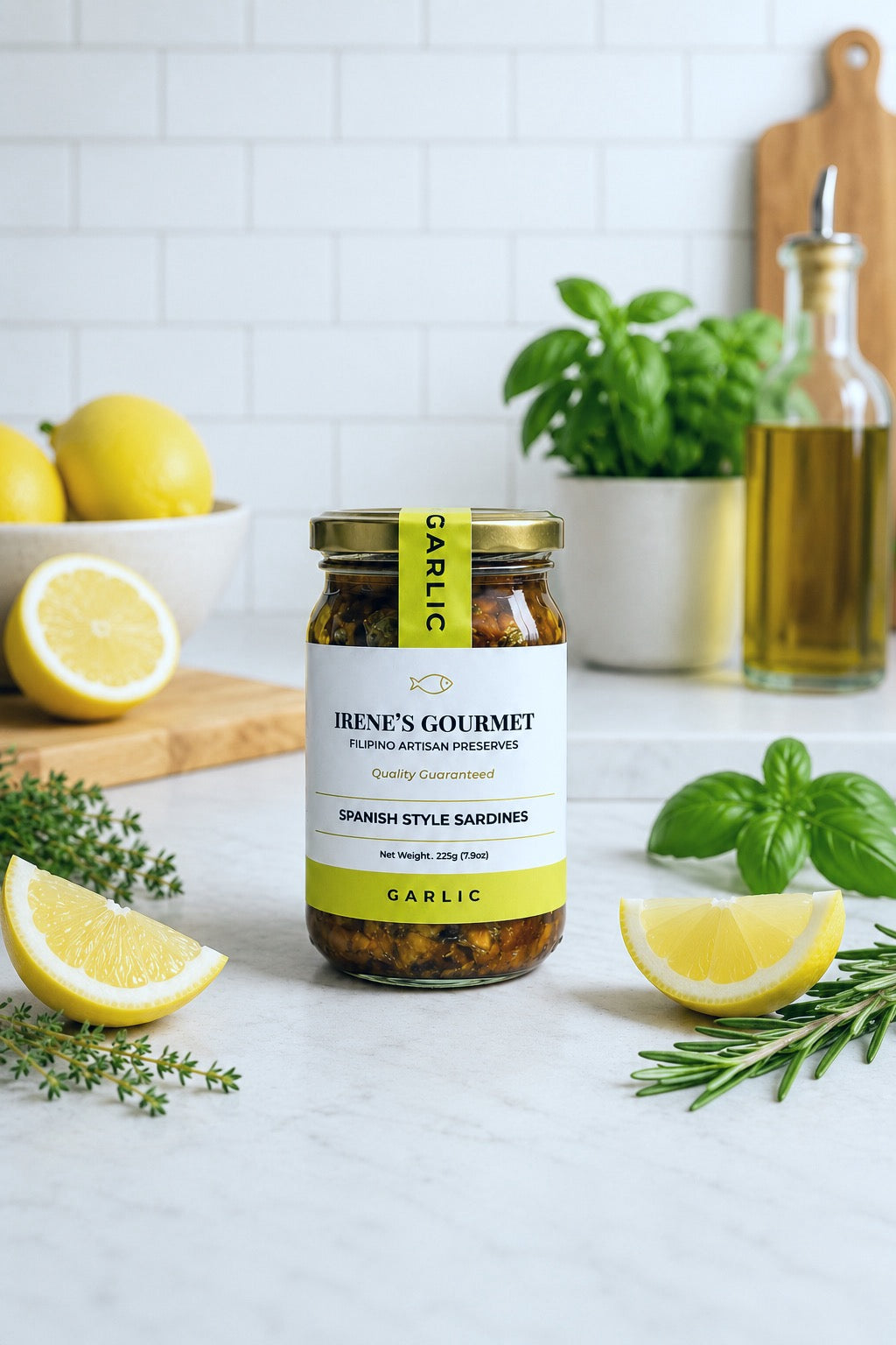 Irene's Gourmet Spanish Style Sardines in Lemon Garlic Flavor (225g)