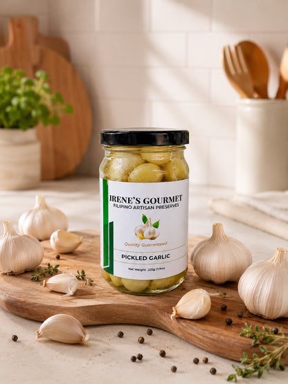 Pickled Garlic in a Glass Bottle